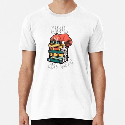 Remera Wellred Panda Book Lover Bookworm Red Algodon Premium