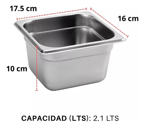 Inserto 1/6x10 cm con Tapa Ranurada AROL Acero Inoxidable NSF
