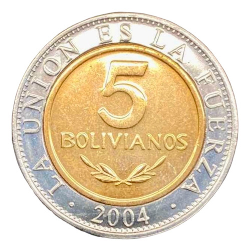 Bolivia Republica - 5 Bolivianos 2004 - Bimetálica Km #212