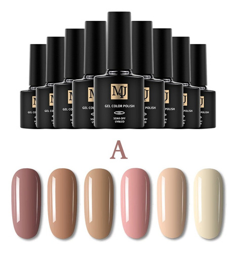 Imagen 1 de 1 de Gel Semipermanente Mj Tonos Nude Gama Con 6 Pcs 10ml 3 Pasos