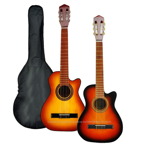 Imagen 8 de 10 de Guitarra Criolla Con Corte Mediana 3/4 Niño O Viajero Funda