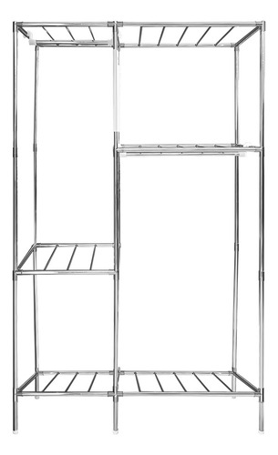 Rack Metálico Organizador Ropa Recámara Doble Perchero Color Plateado