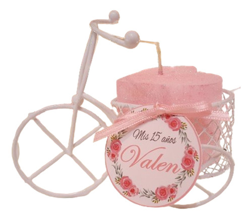 Souvenir Mini Bici Corazón Con Vela 15 Años Casamientos X10u