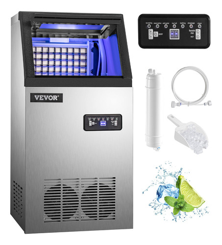 Vevor Máquina Para Hacer Hielo Comercial, 38kg/24 Horas Color Plateado