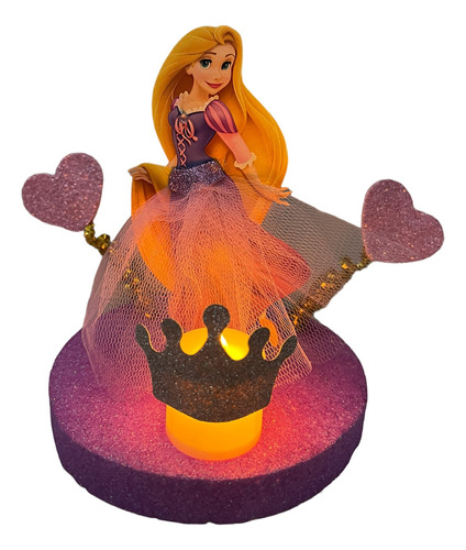 Adorno Para Torta Con Luz De Rapunzel