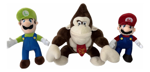 Peluches De Donkey Kong Más 1 Luigi Más 1 Mario Set 3 Piezas