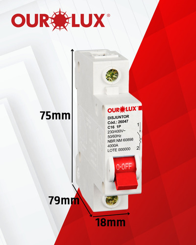 8 Disjuntor Ourolux 16a Unipolar Curva C