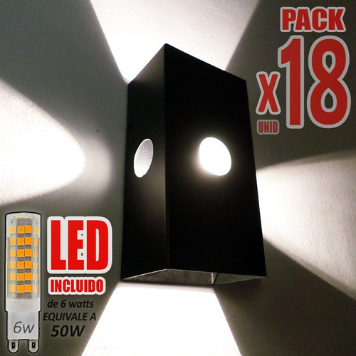 Aplique Difusor Cuatridireccional C/ Led 6w Pack X 18unid Luz Indirecta Superbrillante Decoracion Iluminacion Resto Fx