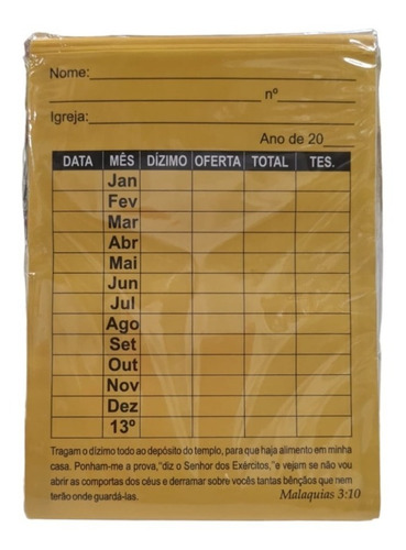 Envelope Anual Contém Quantidade De 100 Unidades Para Os 12 Meses Do Ano