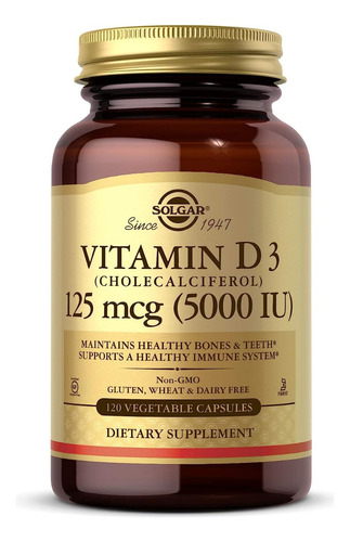 Vitamina D3 5000 Iu Solgar 120 Cápsulas Vegetales