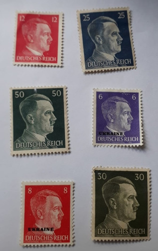 Set De Estampillas (6)  Adolf Hitler Años 1940s