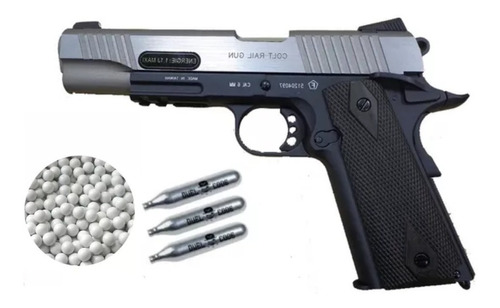 Pistola Airsoft Colt 1911 Inox Full Metal Bi-tono Silver 6mm