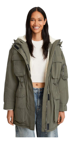 Campera Parka Larga Marca Bershka