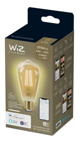 Imagen 3 de 11 de Lampara Led Wiz Wifi Filamento Edison E27 6.9w