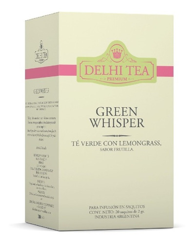 Imagen 1 de 1 de Te Premium Delhi Tea X 20 Saq. - Green Whisper