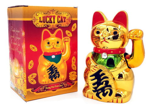 Golden Cat Gold Maneki Neko Cute Lucky Cat Electric De 6 Pul