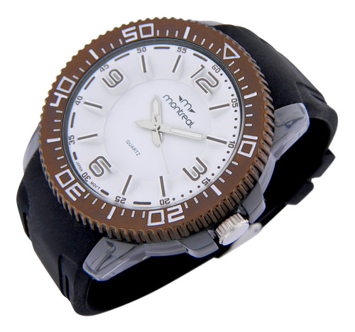 Reloj Montreal Hombre Ml861 Aro Giratorio Malla Silicona