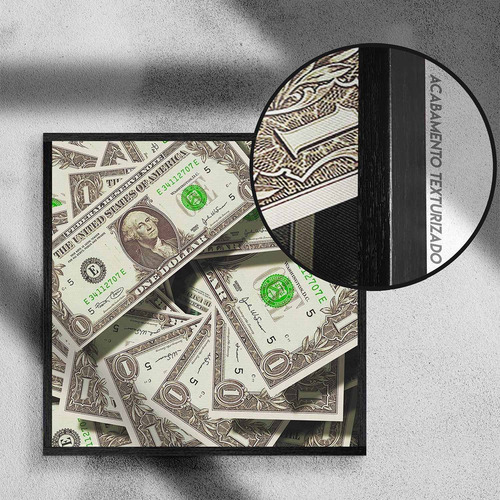 Imagem 2 de 4 de Quadro Canvas Premium 40x40 - Dolares