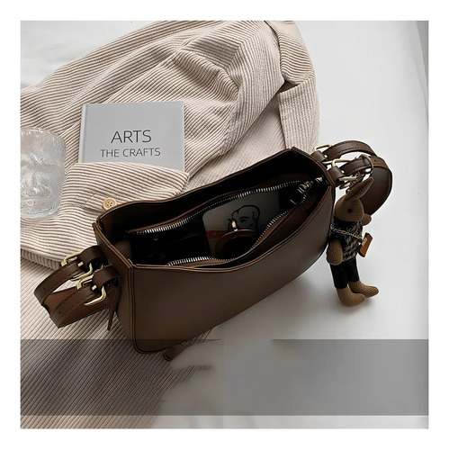 L Bolsa Feminina Transversal Com Design Retro, Versátil E