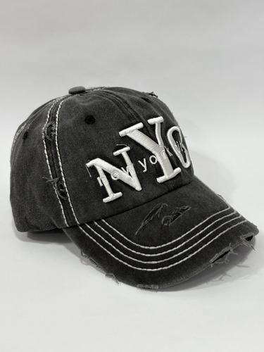 Gorra Nyc Visera Estampado Algodon Importado Gris Regulable
