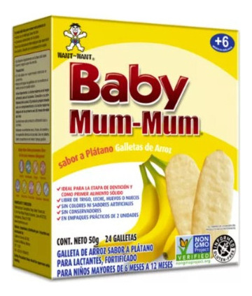 Baby Mum- Mum, Galletas De Arroz Sabor Plátano 50g