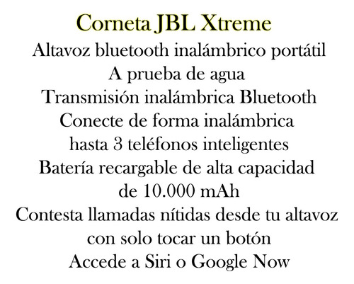 Corneta Portatil Jbl Xtreme Waterproof Bluetooth Bagc