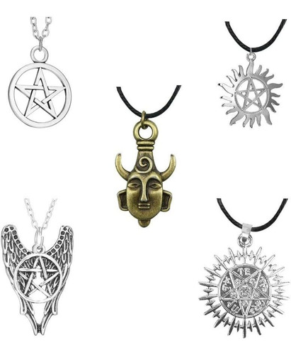 Luomi 5 Pcs Supernatural Necklace Dean Winchester Mask Penda