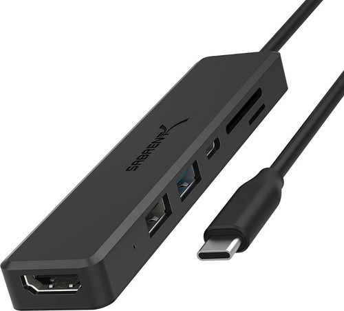 Usb C Hub Adaptador 6 En 1 Hdmi 4k Usb 3.0 Lector Sd/microsd