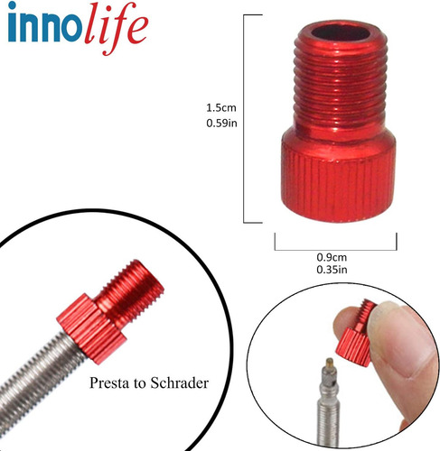 Innolife Aluminio Presta To Schrader Convertidor Adaptador D