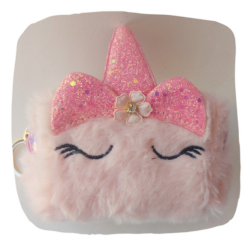 Mini Necessaire Estojo Chaveiro Em Pelúcia Unicórnio Scarlet