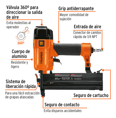 Clavadora Y Engrapadora Neumática Profesional Truper 100779