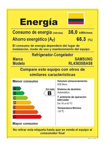 Imagen 9 de 9 de Nevera Samsung No Frost 432 Lt Rl4363sbas8 Acero Inverter Sm