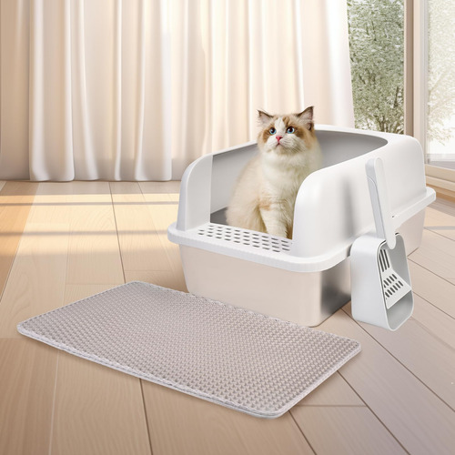 Caja De Arena Para Gatos Henkelion, De Acero Inoxidable, Ext