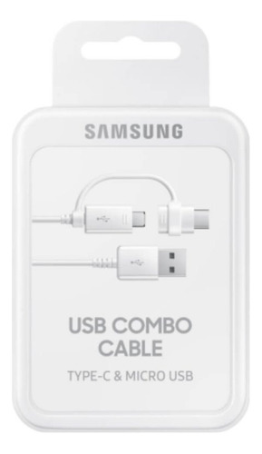Cable USB combinado tipo C y micro USB compatible para Samsung, color blanco