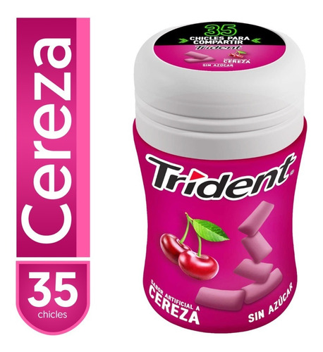 Chicle Trident Sabor Cereza Sin Azúcar (frasco Con 35 Uni).