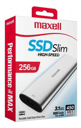 Disco Solido Externo Ssd Portable Maxell 256gb Usb 3.1 Speed