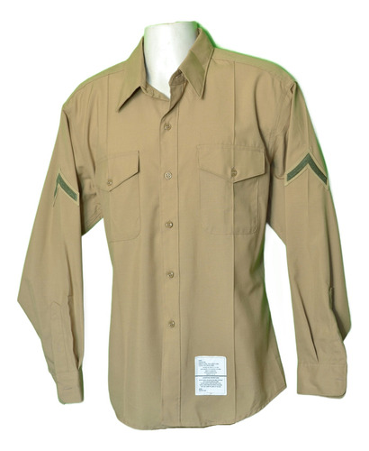 Camisa Tipo Militar Talla 17.5 - 35 Hombre Café Original Nue