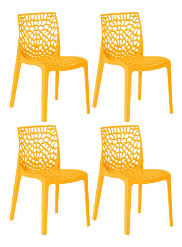 Kit 4 Cadeiras De Jantar Gruvyer Design Em Polipropileno