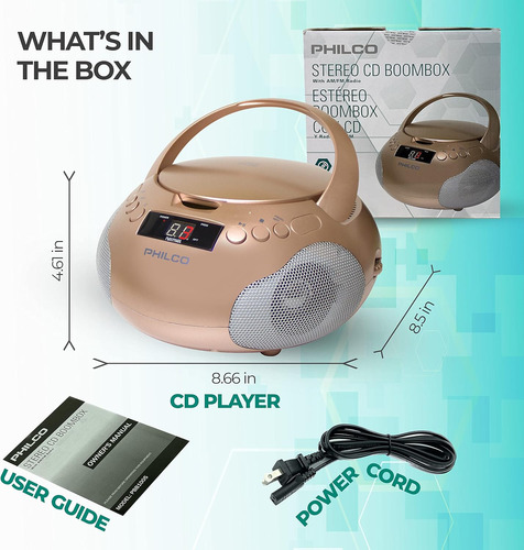 Reproductor De Cd Philco Radio Am-fm, Rosa Dorado