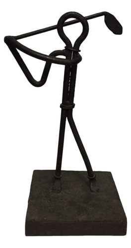 Escultura Figura Golfista Golf De Hierro Y Metal Mide 33 Cm 