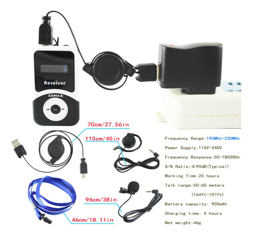 Sistema De Guía Turística Inalámbrico Exmax Atg-100t 195mhz
