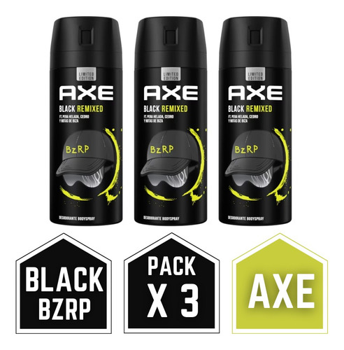 Desodorante Axe Fragancia Black Sin Irritación Pack X3