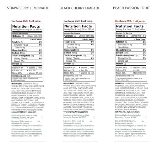Starbucks Refreshers, Paquete Variado De 3 Sabores (melocotó