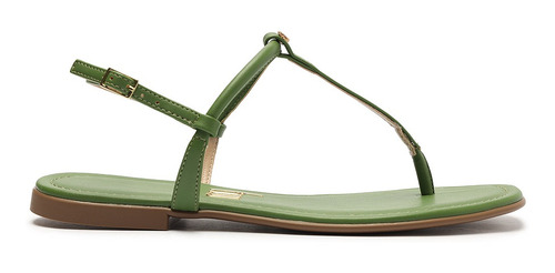 Imagem 2 de 6 de Sandália Feminina Rasteira Flat Broche Logo Verde - My Shoes