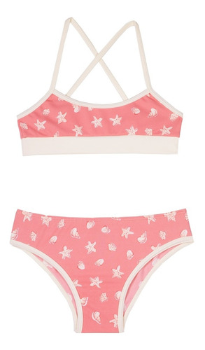 Bikini Para Nena Coral, Estampada Flores Mare Moda 20bc24