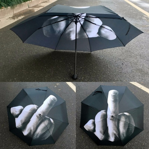 Guarda Chuva Fuck Yu Dedo Do Meio Sombrinha Preto Divertido