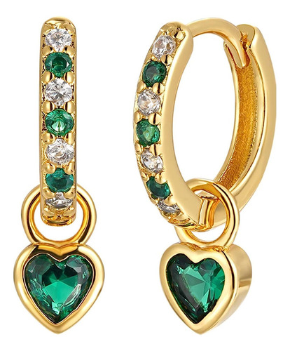 Pendientes De Mujer Verde Jade Con Forma De Corazón