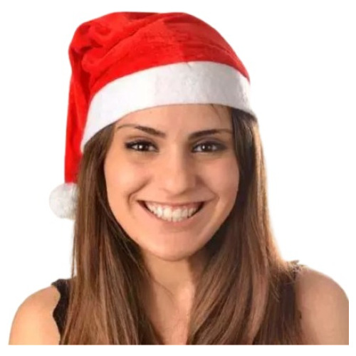 Kit 20 Gorro Papai Noel Touca Feltro Liso Vermelho Natal