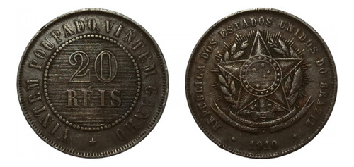 B-813 - Moeda De Bronze De 20 Réis-1910-mbc (Usado)