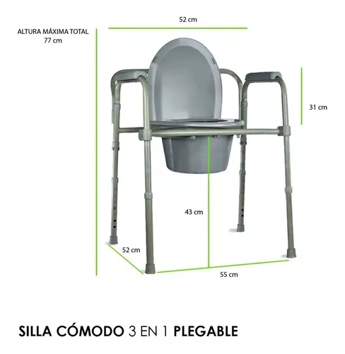 Silla Comodo Aumento Ducha Para Wc Baño 3 En 1 Plgable Drive